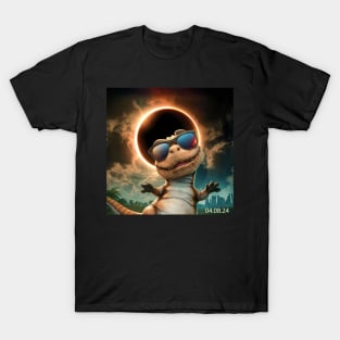 total solar eclipse 2024 dinosaur wearing glasses T-Shirt